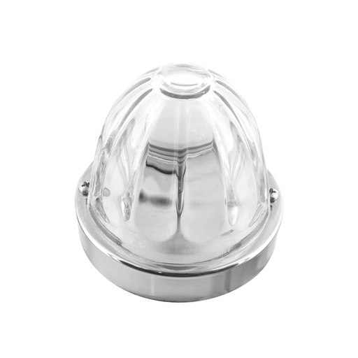 Dual Function Glass Watermelon Flush Mount Kit With LED Bulb - White LED/Clear Lens