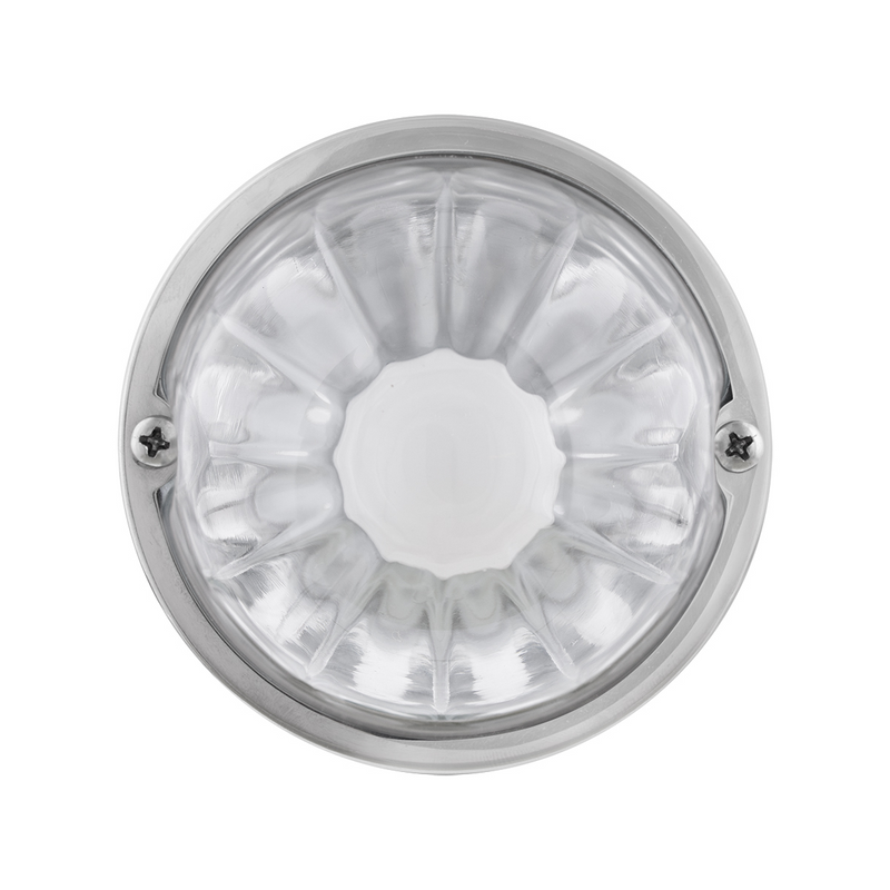 Dual Function Glass Watermelon Flush Mount Kit With LED Bulb - White LED/Clear Lens