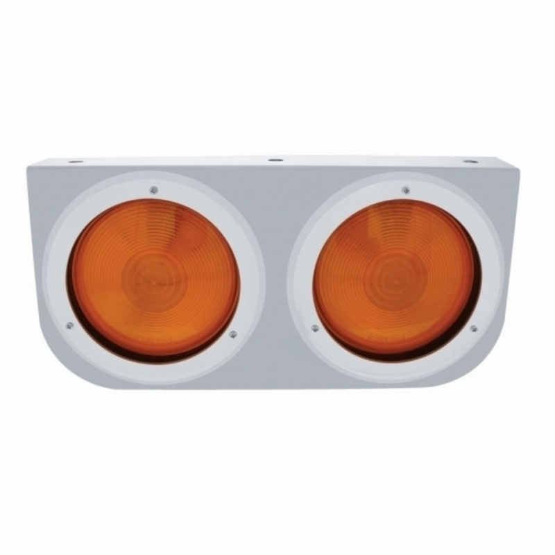 Soporte de luz de acero inoxidable con 2 luces y biseles de 4" - Lente ámbar
