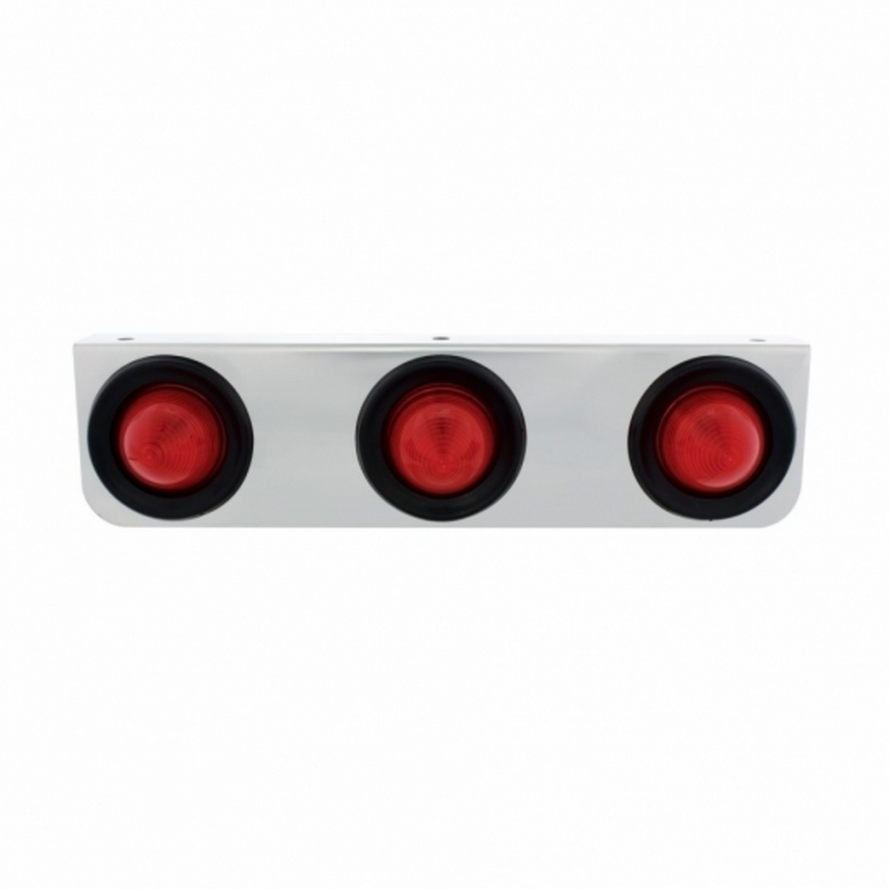 Soporte de luz de acero inoxidable con tres luces Beehive y ojales de 2-1/2" - Lente roja