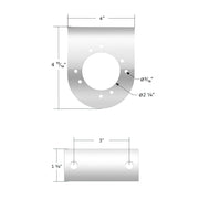 UP-20461  90 degree Stainless Light Bracket With Single 3" Light Cutout Light Gray