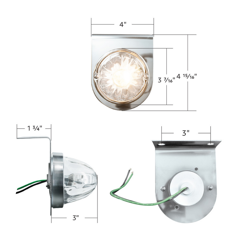 Glass Watermelon Light With Stainless Steel Light Bracket Kit-Clear Lens