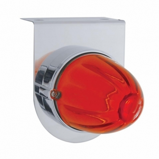 UP-20478DK Glass Watermelon Light With Stainless Steel Light Bracket Kit- Dark Amber Lens