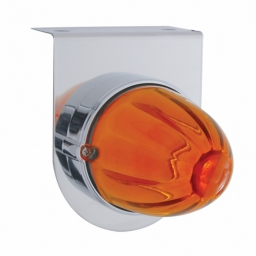 UP-20478 Glass Watermelon Light With Stainless Steel Light Bracket Kit- Amber Lens