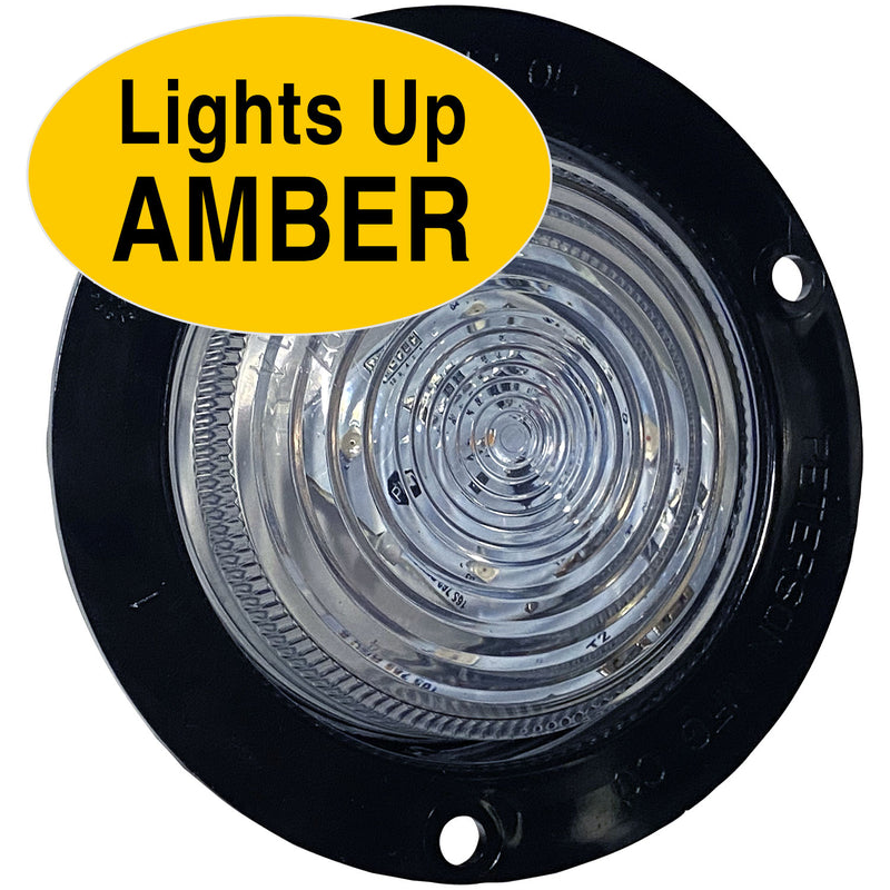 M207FCA PC-Rated 2 1/2 inch Clearance & Side Marker Light; amber/clear lens with flange