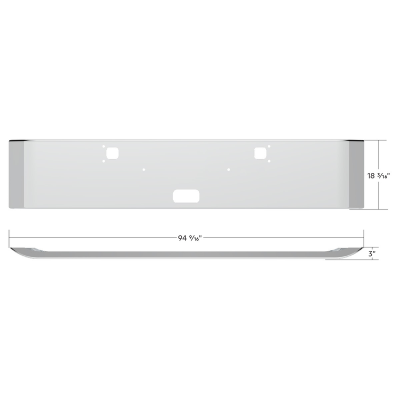 UP-20841 SS Clad Aluminum Bumper For 1982-2024 Kenworth W900 - Curved Ends