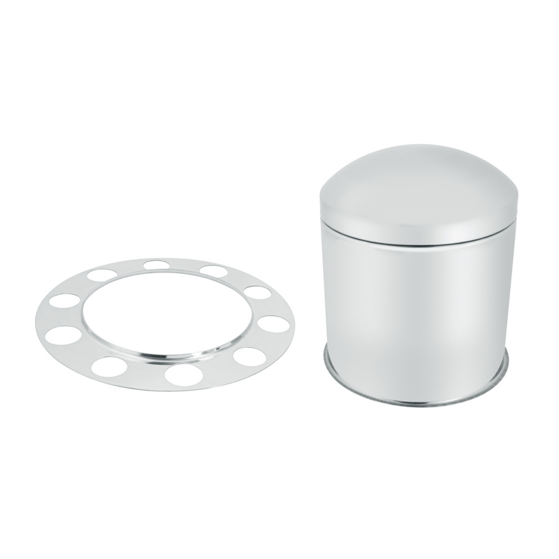 Stainless Dome Rear Axle Cover 3PC Kit With 1-1/2" Nut Cover - Aluminum Wheel