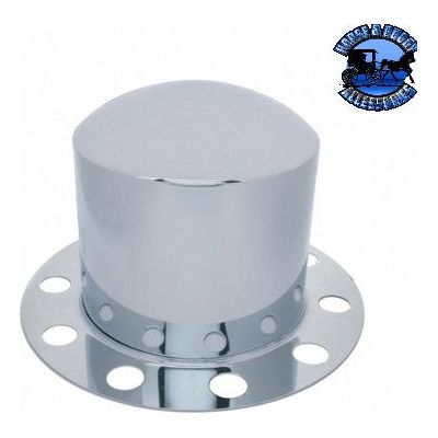 Gray Stainless Dome Rear Axle Cover 2PC Kit With 33mm Nut Cover - Steel/Aluminum Wheel #21223