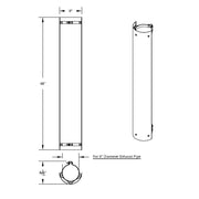 UNITED PACIFIC 48" TALL 180 DEGREE STAINLESS EXHAUST MUFFLER SHIELD - PLAIN United Pacific Shield Exhaust 6 inch Black