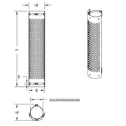 UNITED PACIFIC 48" TALL 180 DEGREE STAINLESS EXHAUST MUFFLER SHIELD - ROUND SLOT United Pacific Shield Exhaust 8" Black