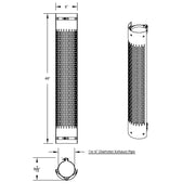 UNITED PACIFIC 48" TALL 180 DEGREE STAINLESS EXHAUST MUFFLER SHIELD - VERTICAL SLOT United Pacific Shield Exhaust 6" Black