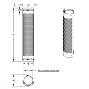 UNITED PACIFIC 48" TALL 180 DEGREE STAINLESS EXHAUST MUFFLER SHIELD - VERTICAL SLOT United Pacific Shield Exhaust 8" Lavender