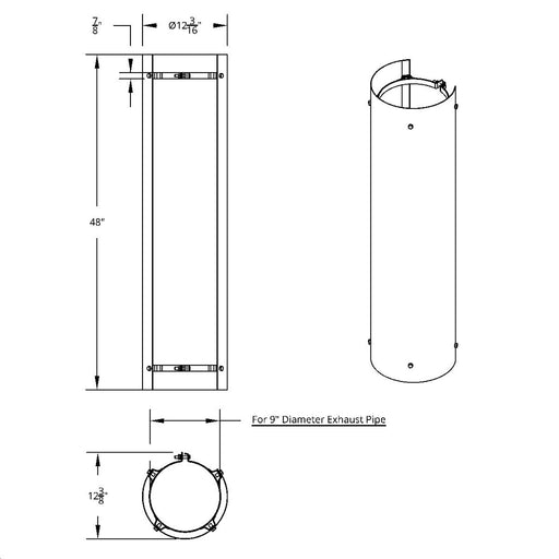 Lavender UNITED PACIFIC 48" TALL 270 DEGREE STAINLESS EXHAUST MUFFLER SHIELD - PLAIN 9" and 10" United Pacific Shield Exhaust 9"