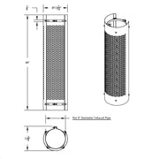 UNITED PACIFIC 48" TALL 270 DEGREE STAINLESS EXHAUST MUFFLER SHIELD - HORIZONTAL SLOT United Pacific Shield Exhaust 9" Black