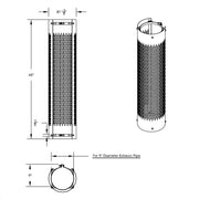 United Pacific 48" TALL 270 DEGREE STAINLESS EXHAUST MUFFLER SHIELD FOR 10" and 9" DIAMETER EXHAUST - VERTICAL SLOT United Pacific Shield Exhaust 10",9" Black