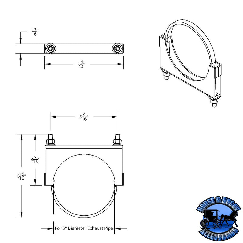 #21290 5" Stainless U-Bolt Exhaust Clamp clamp Lavender