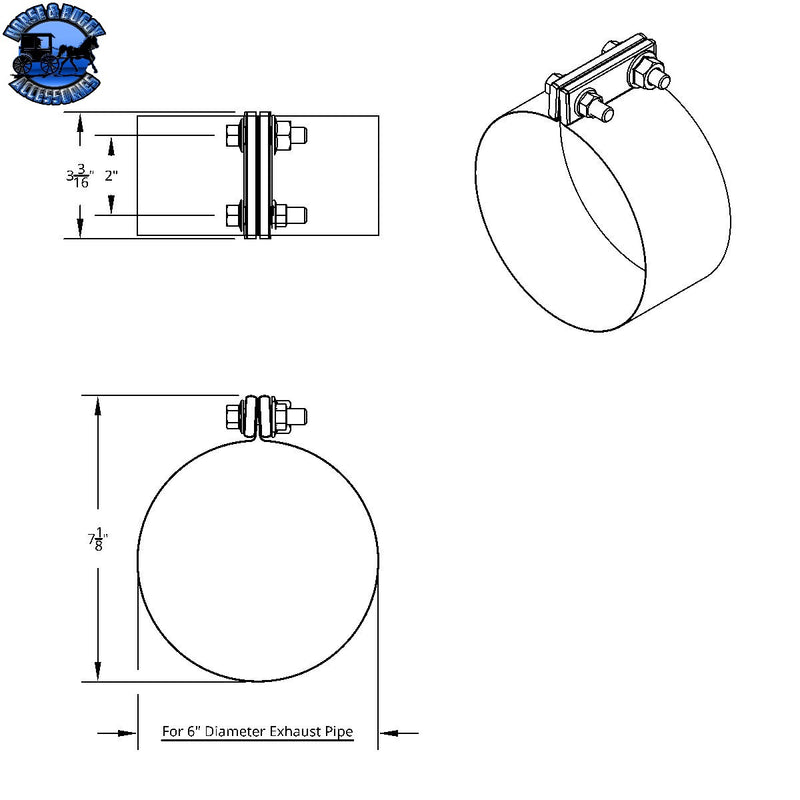 Abrazadera de sello flexible de acero inoxidable de 6"