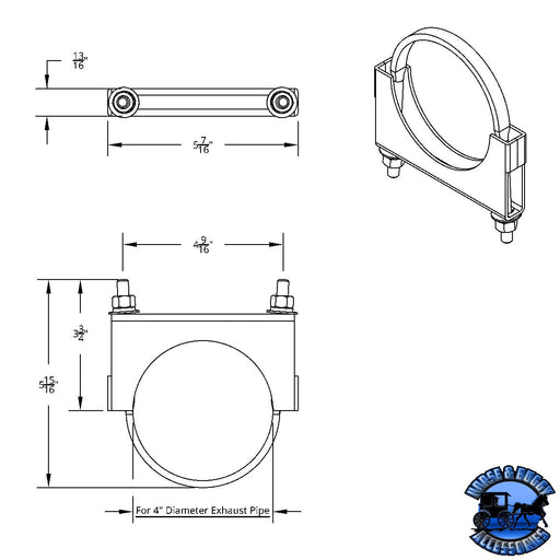4" Stainless U-Bolt Exhaust Clamp Black