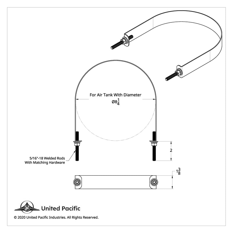 304 Stainless Steel Air Tank Straps For 8-1/4" Round Air Tank (Card of 2) #21340 Black