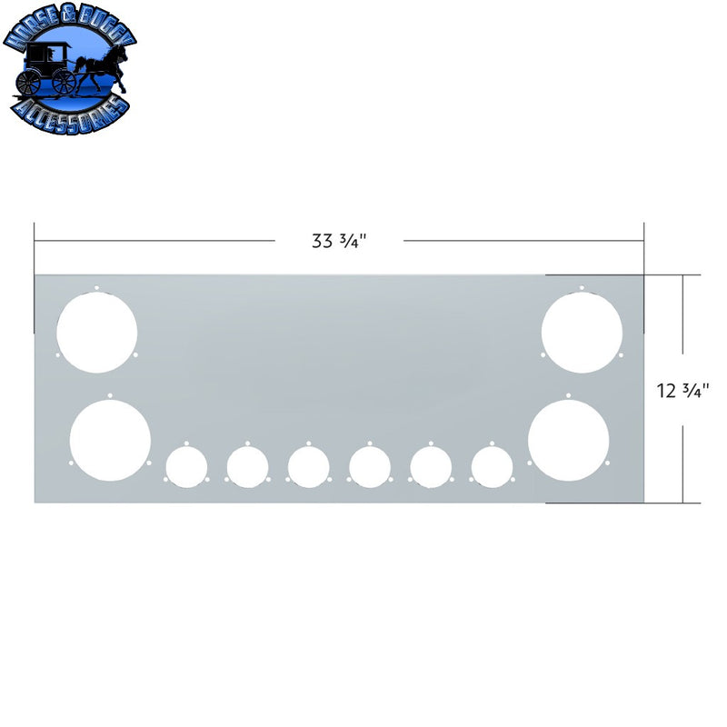 33-3/4" SS Rear Center Light Panel With Four 4" & Six 2" Light Cutouts(No LP Holes) REAR LIGHT PANEL Gray