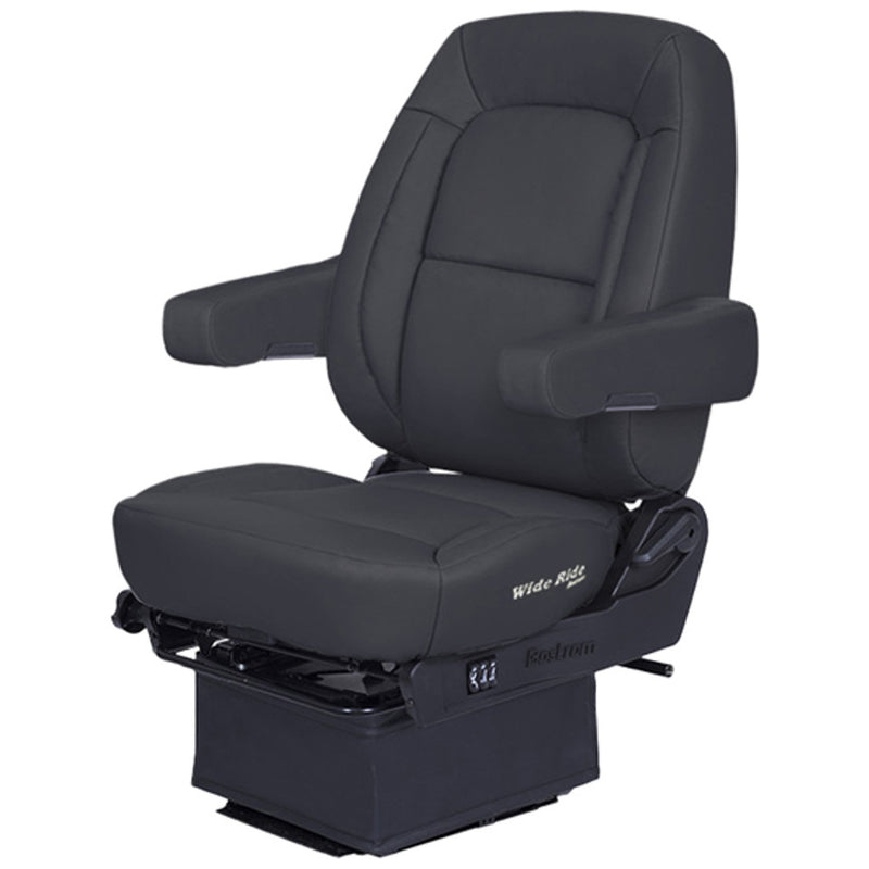 #5A19071-900 Bostrom Semi-Truck Seat - Wide Ride Core Low Base Mid-Back w/ Armrests - Black Ultra-Leather seat Dark Slate Gray