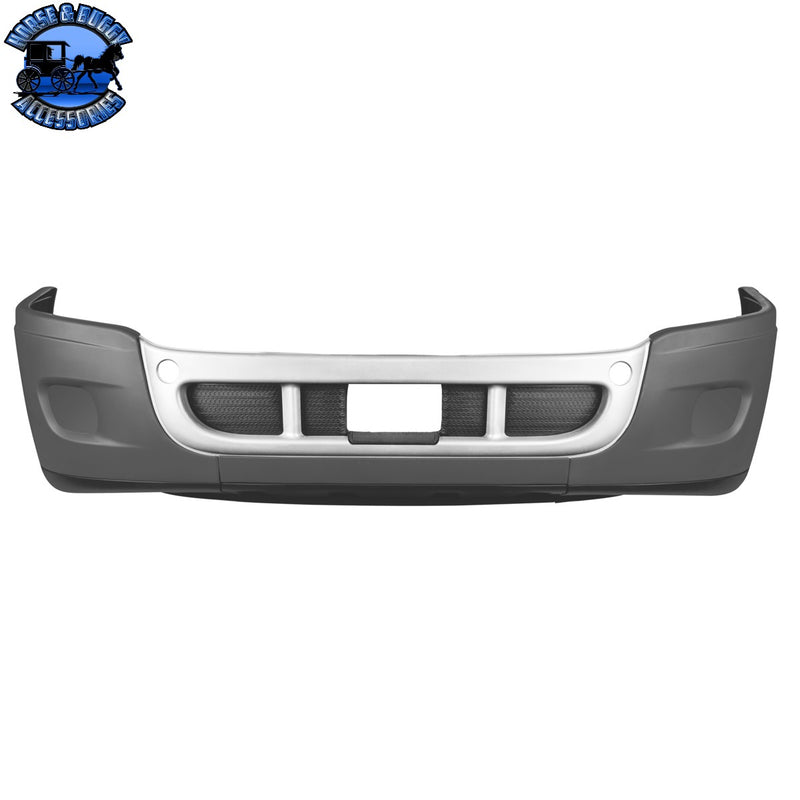Complete 3-Piece Front Bumper Set With Chrome Trim For 2008-2017 Freightliner Cascadia (Choose Fog Light Cutout)