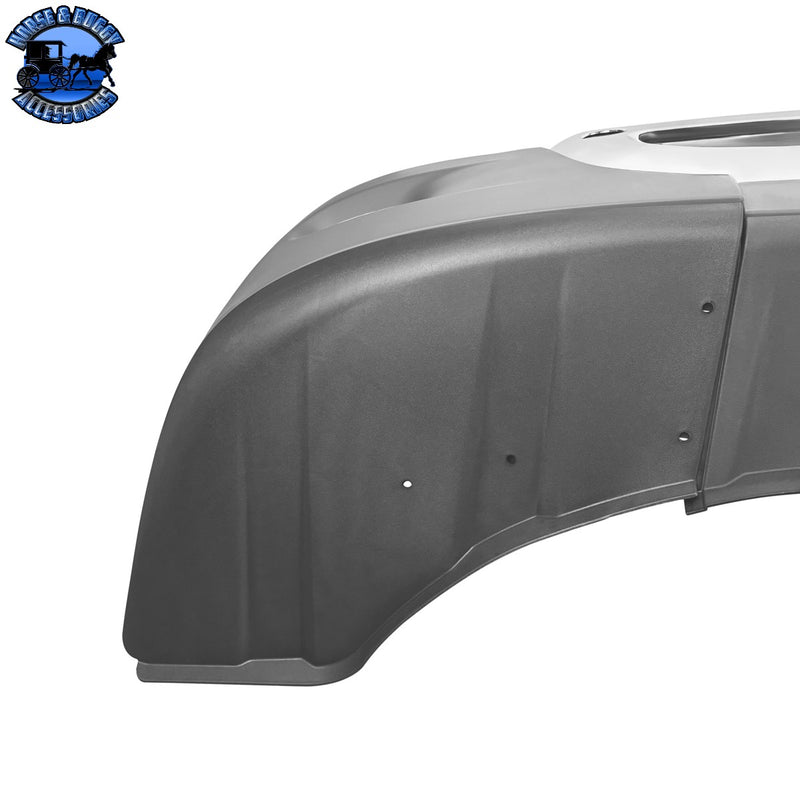 Complete 3-Piece Front Bumper Set With Chrome Trim For 2008-2017 Freightliner Cascadia (Choose Fog Light Cutout)