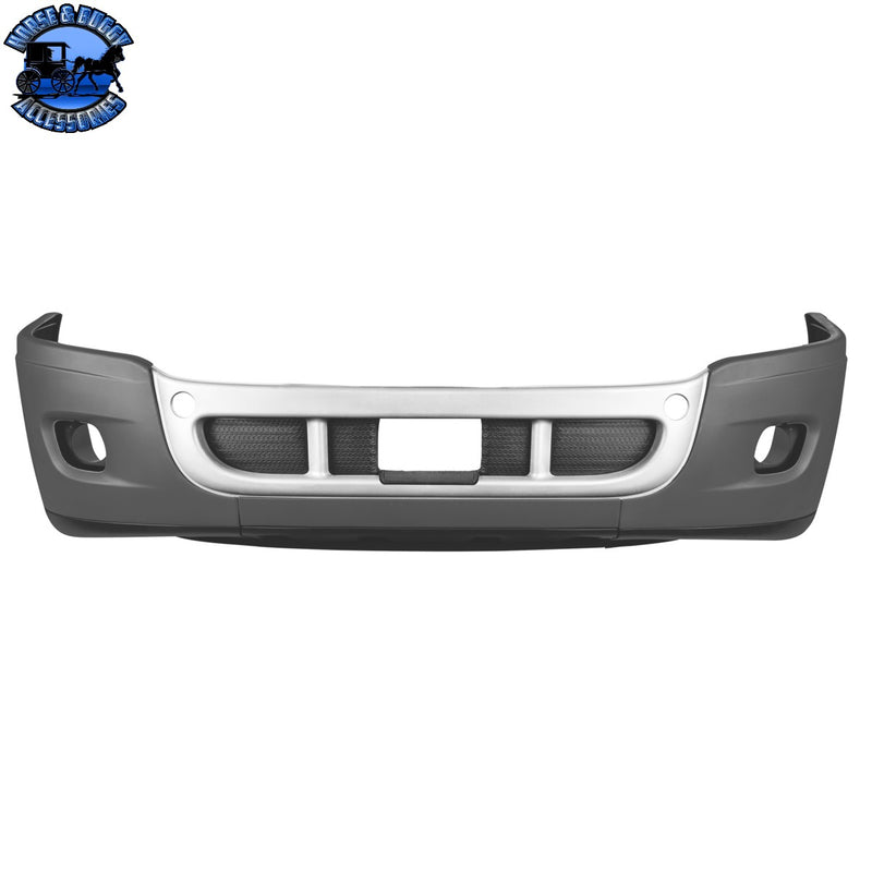 Complete 3-Piece Front Bumper Set With Chrome Trim For 2008-2017 Freightliner Cascadia (Choose Fog Light Cutout)