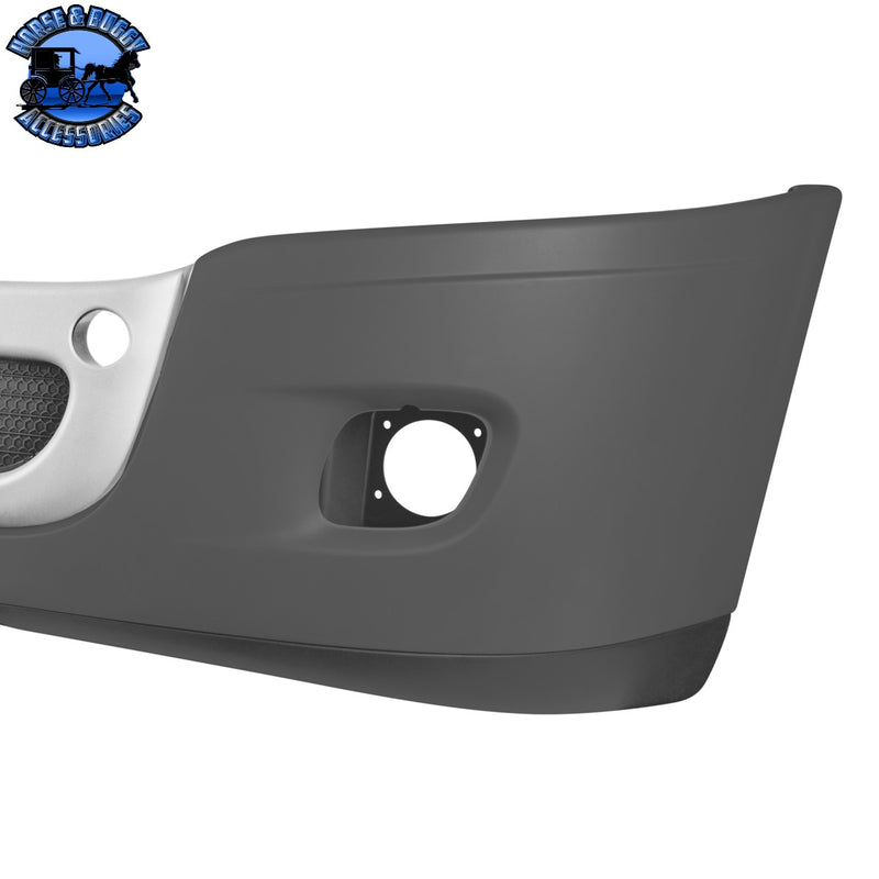 Complete 3-Piece Front Bumper Set With Chrome Trim For 2008-2017 Freightliner Cascadia (Choose Fog Light Cutout)