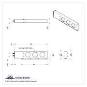 UP-22302 2" Bolt Pattern Stainless Spring Loaded Light Bar With Six 4" Light Cutouts mudflap Black