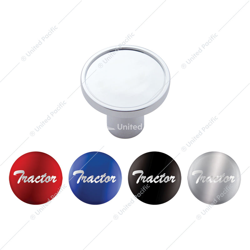 UP-22991 "Tractor" Chrome Aluminum Screw-On Air Valve Knob With Multi Color Glossy Sticker Light Gray