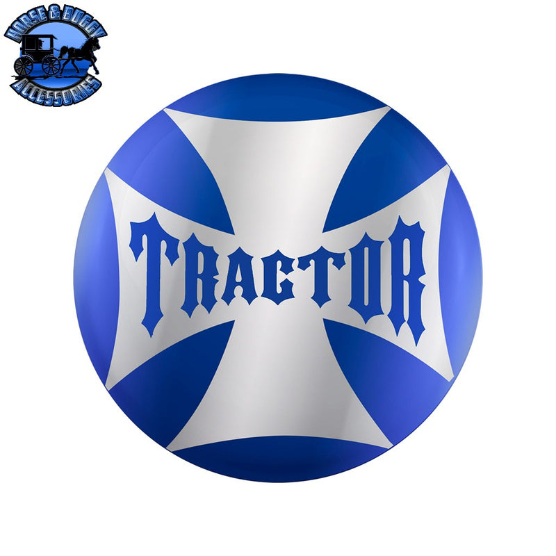 UP-23222-2B "Tractor" Maltese Cross Air Valve Knob Sticker Only - Blue (Bulk) Light Gray