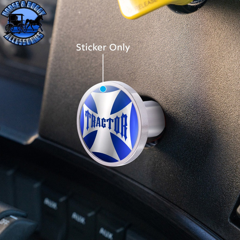 UP-23222-2B "Tractor" Maltese Cross Air Valve Knob Sticker Only - Blue (Bulk) Dark Gray