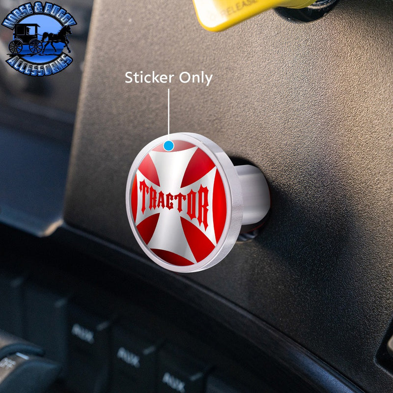UP-23222-2R "Tractor" Maltese Cross Air Valve Knob Sticker Only - Red Rosy Brown