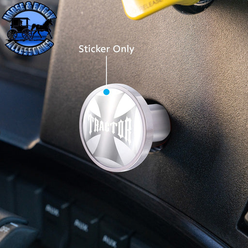 UP-23222-2W "Tractor" Maltese Cross Air Valve Knob Candy Color Sticker - Pearl White Dark Gray