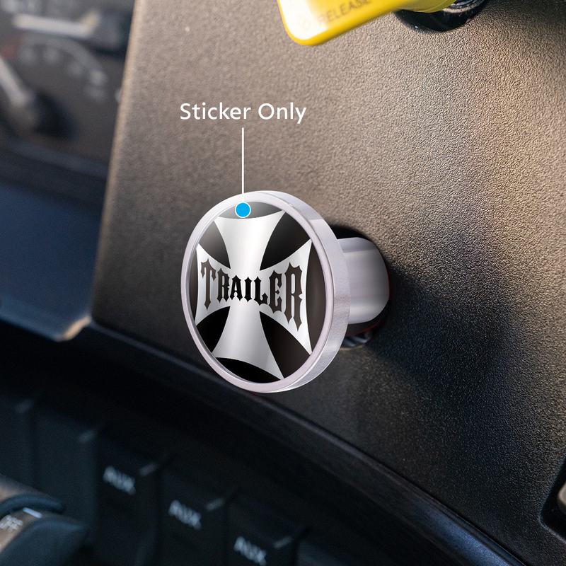 UP-23229-2K "Trailer" Maltese Cross Air Valve Knob Sticker Only - Black