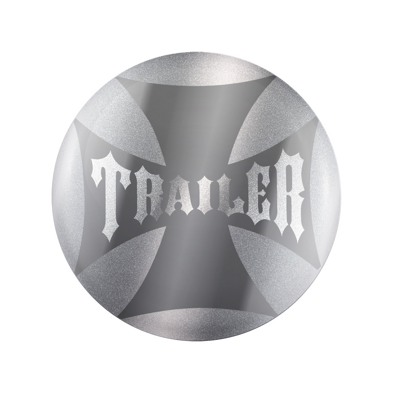 "Trailer" Maltese Cross Air Valve Knob Candy Color Sticker Only - Liquid Silver