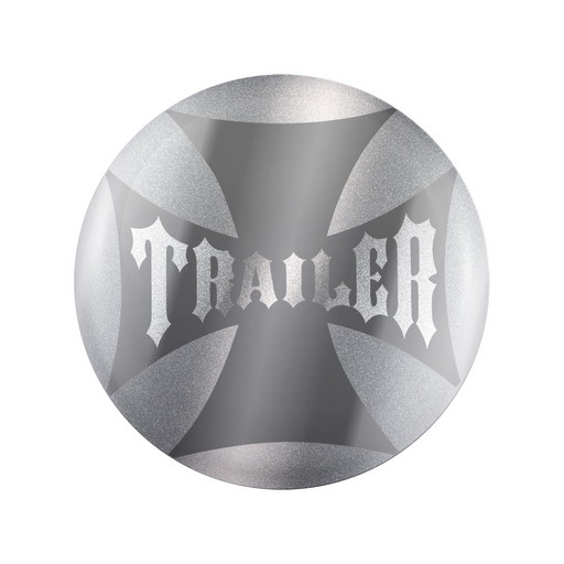 "Trailer" Maltese Cross Air Valve Knob Candy Color Sticker Only - Liquid Silver
