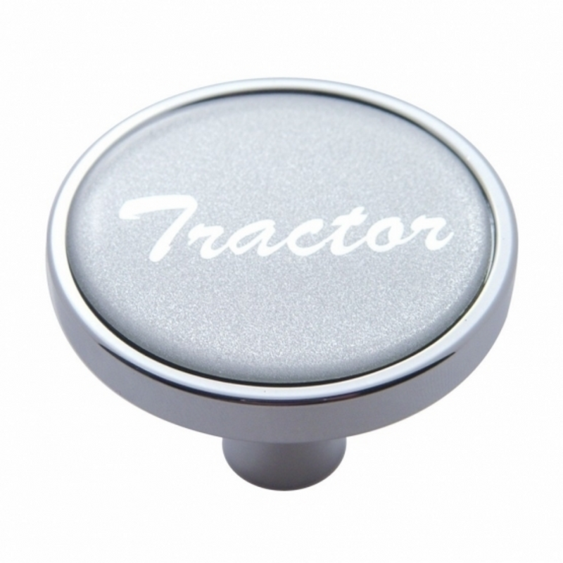 UP-23293 "Tractor" Short Air Valve Knob - Silver Glossy Sticker