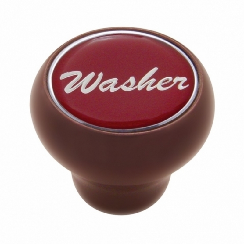 UP-23552 "Washer" Wood Deluxe Dash Knob - Red Glossy Sticker