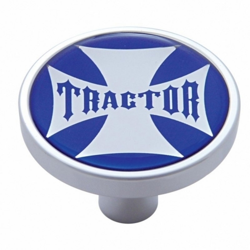 UP-23682 "Tractor" Short Air Valve Knob - Blue Maltese Cross Sticker