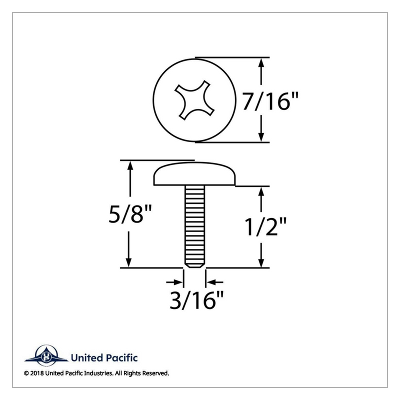 UP-23800P Tornillo para tablero Peterbilt de 1/2" de largo - Estilo OEM (paquete de 4)