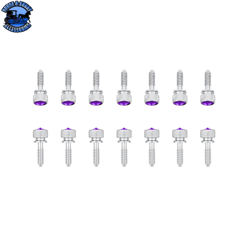 UP-23805 1/4"-20 Knurled Head Dash Screw For Peterbilt - Purple Crystal (14-Pack)