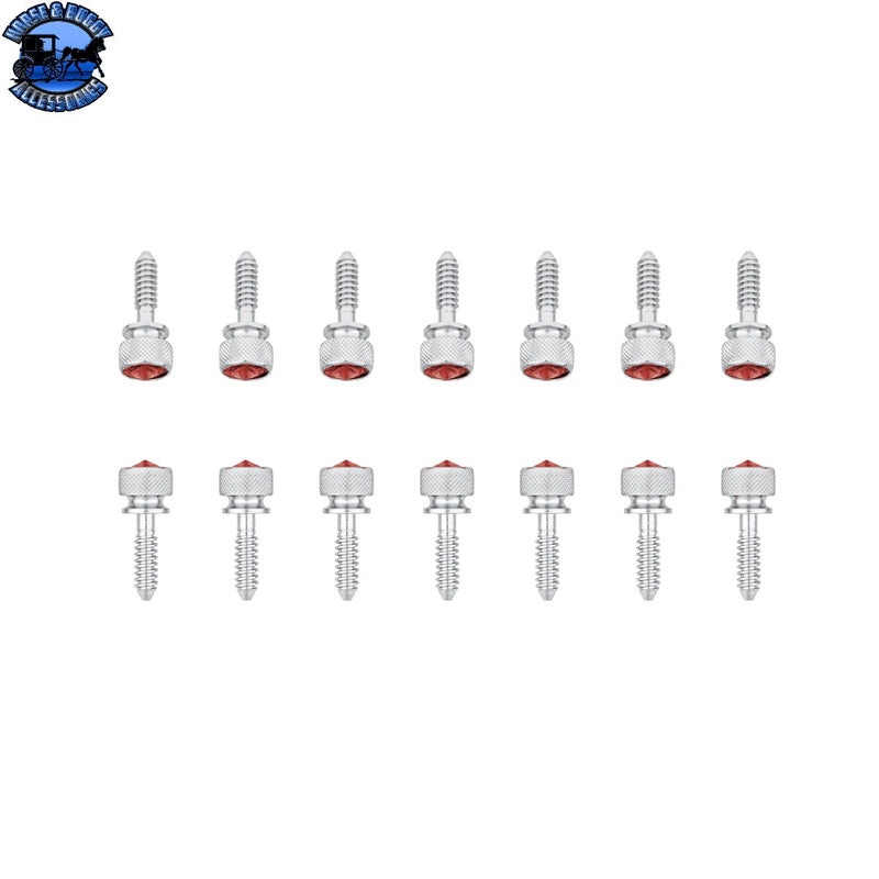 UP-23806 1/4"-20 Knurled Head Dash Screw For Peterbilt - Red Crystal (14-Pack)