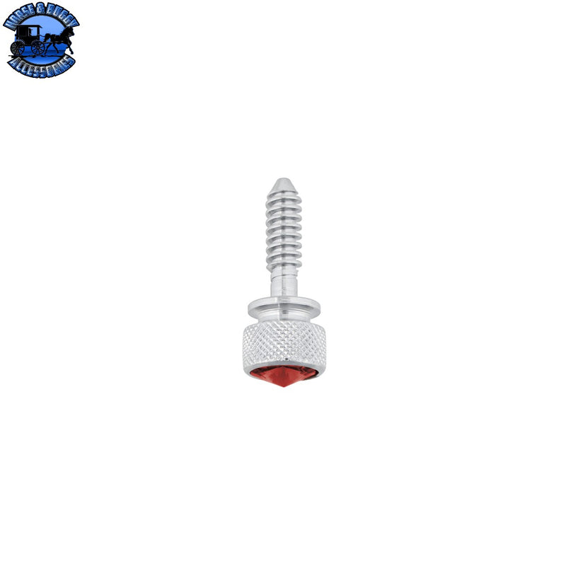 UP-23806 1/4"-20 Knurled Head Dash Screw For Peterbilt - Red Crystal (14-Pack)