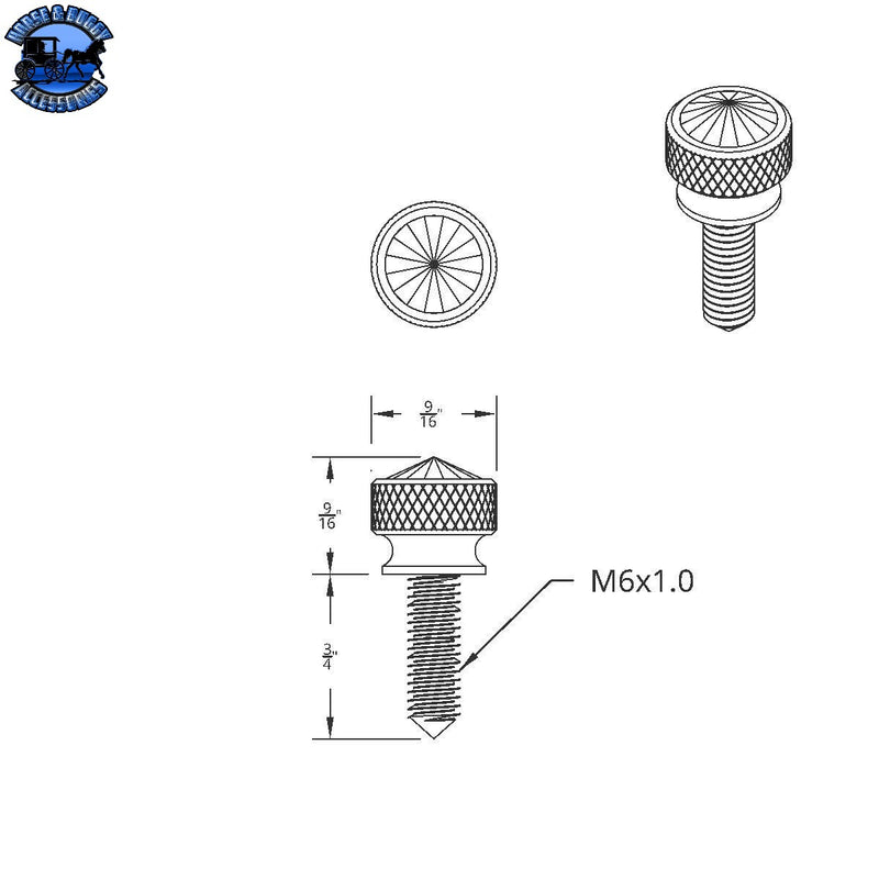 Tornillo de tablero M6 corto de 3/4" para Kenworth - Cristal rojo (paquete de 12)