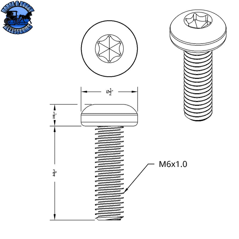 Tornillo para tablero corto Kenworth - Estilo OEM (paquete de 12)