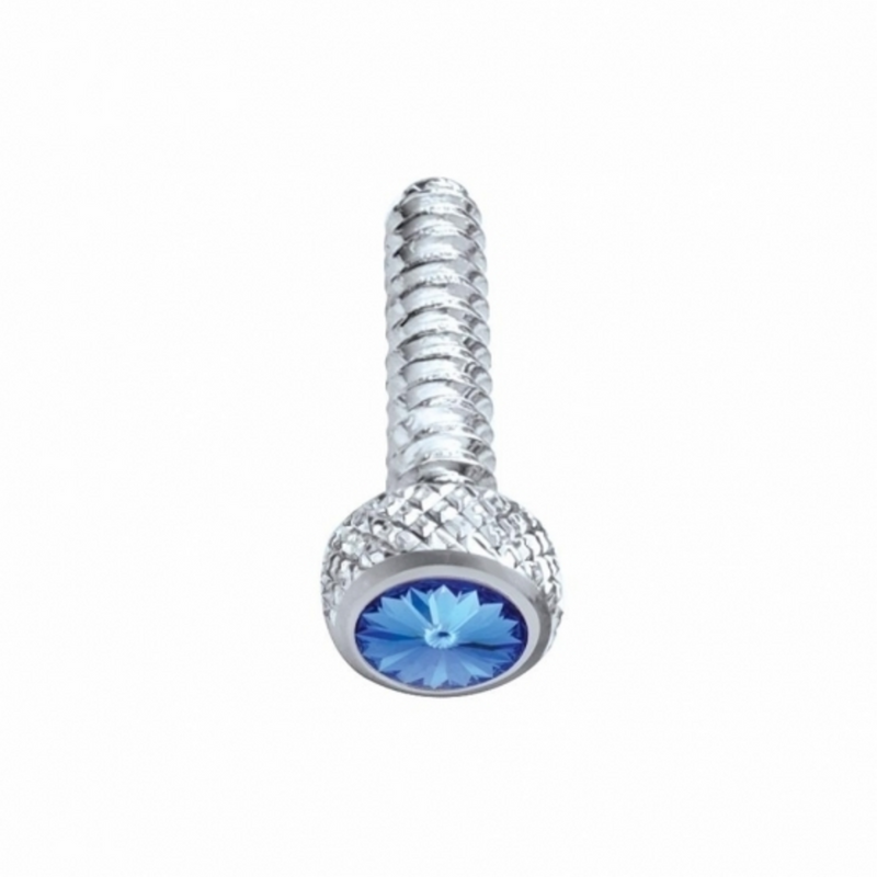 Chrome Short Dash Screw For Freightliner With Blue Crystal (Bulk)