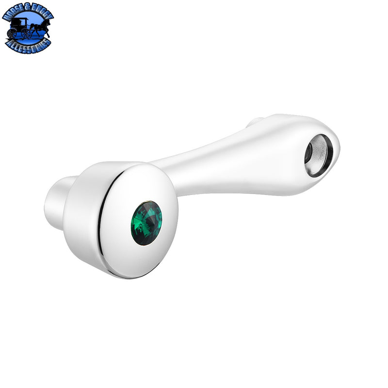 UP-24018 Chrome Die-Cast Window Crank With 16-Spline 7/16  OD Adapter - Green Crystal