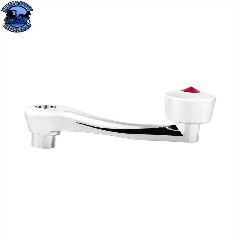 UP-24020 Chrome Die-Cast Window Crank With 16-Spline 7/16  OD Adapter - Red Crystal